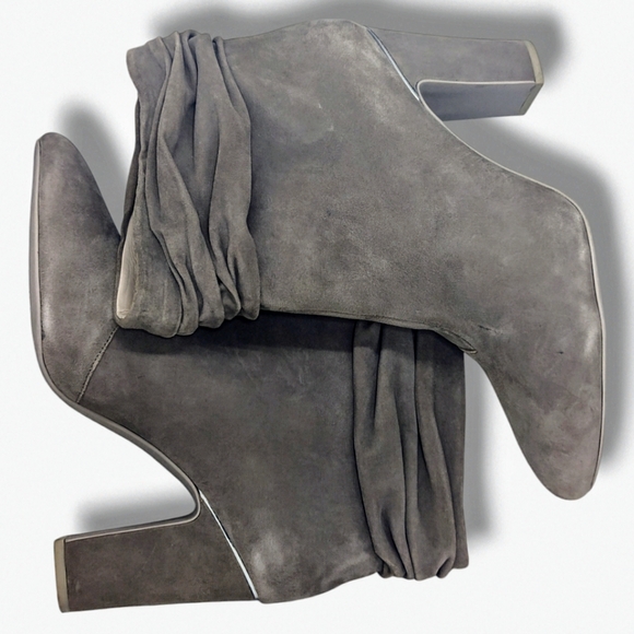 DKNY | Sabel Grey Suede Ultra High Ankle Bootie Heels Women's Size 10 - Picture 7 of 9
